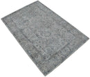 Silver and Gray Transitional Hand Loomed Wool Area Rug - 5x7