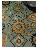 Wool Area Rug Hand Knotted Oushak Silver Ivory Antique Design by The Rug Decor