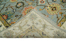 Wool Area Rug Hand Knotted Oushak Silver Ivory Antique Design by The Rug Decor