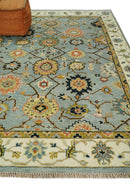Wool Area Rug Hand Knotted Oushak Silver Ivory Antique Design by The Rug Decor