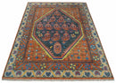 Charcoal Rust Beige Traditional Heriz Hand-Knotted Wool Area Rug by The Rug Decor