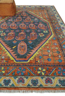 Charcoal Rust Beige Traditional Heriz Hand-Knotted Wool Area Rug by The Rug Decor