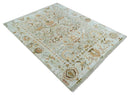 Wool Area Rug Peach and Beige Hand Knotted Traditional Oushak by The Rug Decor
