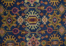 Hand Knotted Wool Area Rug Blue Gold Beige Oushak Oriental Traditional Design by The Rug Decor