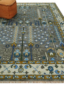 Hand Knotted Charcoal and Ivory Traditional Vintage Style Custom Made Wool Area Rug