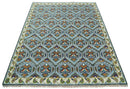Charcoal Blue and Ivory Traditional Hand Knotted Wool Area Rug - Multi Size by The Rug Decor
