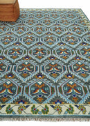 Charcoal Blue and Ivory Traditional Hand Knotted Wool Area Rug - Multi Size by The Rug Decor