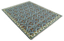 Charcoal Blue and Ivory Traditional Hand Knotted Wool Area Rug - Multi Size by The Rug Decor