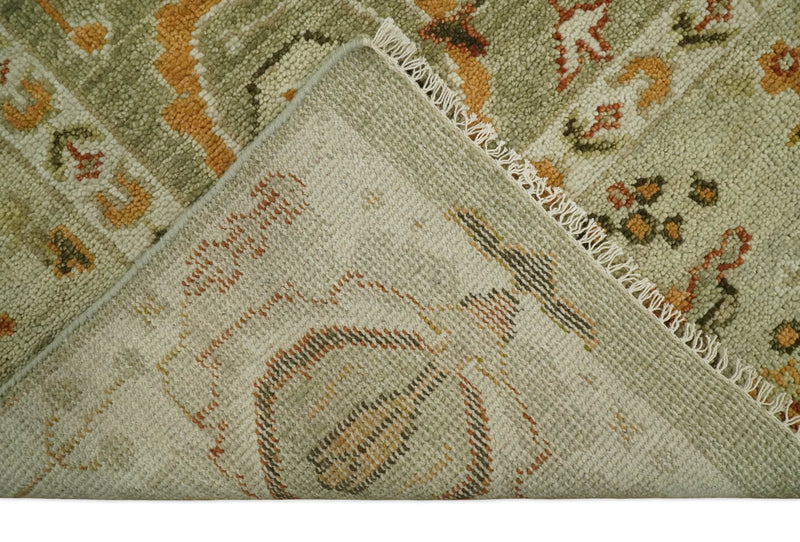 Custom Made Hand Knotted Olive and beige Traditional Vintage Style Antique Wool Rug