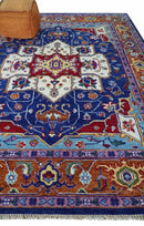 Hand Knotted Wool Area Rug Maroon Ivory Blue Rust Heriz Persian Traditional Style by The Rug Decor