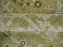 Wool Hand Knotted Turkish Rug - Olive Silver Beige Traditional
