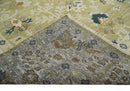 Wool Hand Knotted Turkish Rug - Olive Silver Beige Traditional