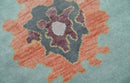 Blue Gray Turkish Oushak Hand Knotted Wool Area Rug - Vintage