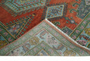 Traditional Hand Knotted Wool Persian Area Rug Rust Blue Olive