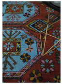 Hand Knotted Rust and Blue Traditional Antique look Multi Size Wool Area Rug