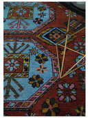 Rust and Blue Hand Knotted Wool Area Rug Traditional Antique by The Rug Decor