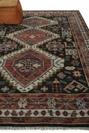 Hand Knotted Wool Area Rug - Rust Ivory Black Traditional Antique by The Rug Decor