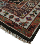 Hand Knotted Wool Area Rug - Rust Ivory Black Traditional Antique by The Rug Decor