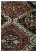 Hand Knotted Wool Area Rug - Rust Ivory Black Traditional Antique by The Rug Decor