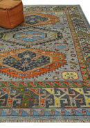 Wool Area Rug Silver and Rust Oriental Hand Knotted Traditional Living Room by The Rug Decor