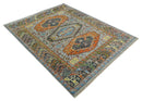 Wool Area Rug Silver and Rust Oriental Hand Knotted Traditional Living Room by The Rug Decor