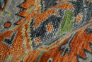 Wool Area Rug Silver and Rust Oriental Hand Knotted Traditional Living Room by The Rug Decor