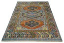 Wool Area Rug Silver and Rust Oriental Hand Knotted Traditional Living Room by The Rug Decor
