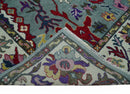 Vibrant colorful Silver, Ivory and Brown Hand Knotted Traditional Oushak Multi Size wool Area Rug