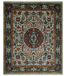 Ivory Rust Gray Wool Area Rug - Hand Knotted Oriental Traditional by The Rug Decor