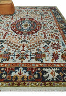 Ivory Rust Gray Wool Area Rug - Hand Knotted Oriental Traditional by The Rug Decor