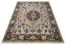 Ivory Rust Gray Wool Area Rug - Hand Knotted Oriental Traditional by The Rug Decor