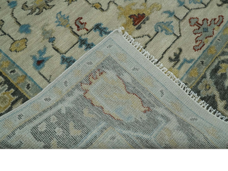 Beige, Gray, and Ivory Traditional Hand Knotted Oriental Oushak Multi Size wool Area Rug