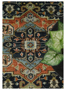 Wool Area Rug - Rust Blue Aqua Traditional Heriz Hand Knotted by The Rug Decor