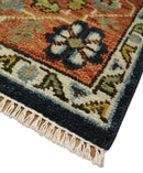 Wool Area Rug - Rust Blue Aqua Traditional Heriz Hand Knotted by The Rug Decor