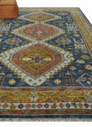 Hand Knotted Wool Area Rug - Rust Gold and Gray Traditional Custom Made