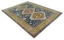 Hand Knotted Wool Area Rug - Rust Gold and Gray Traditional Custom Made