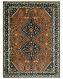 Wool Hand-Knotted Rust Ivory Brown Traditional Oriental Area Rug