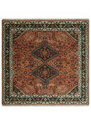 Wool Hand-Knotted Rust Ivory Brown Traditional Oriental Area Rug