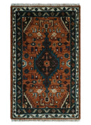 Wool Hand-Knotted Rust Ivory Brown Traditional Oriental Area Rug