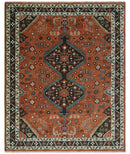 Wool Hand-Knotted Rust Ivory Brown Traditional Oriental Area Rug