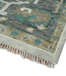 Silver Gray Brown Oriental Oushak Hand Knotted Wool Area Rug by The Rug Decor