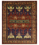 Wool Traditional Antique Style Wool Red and Blue Area Rug