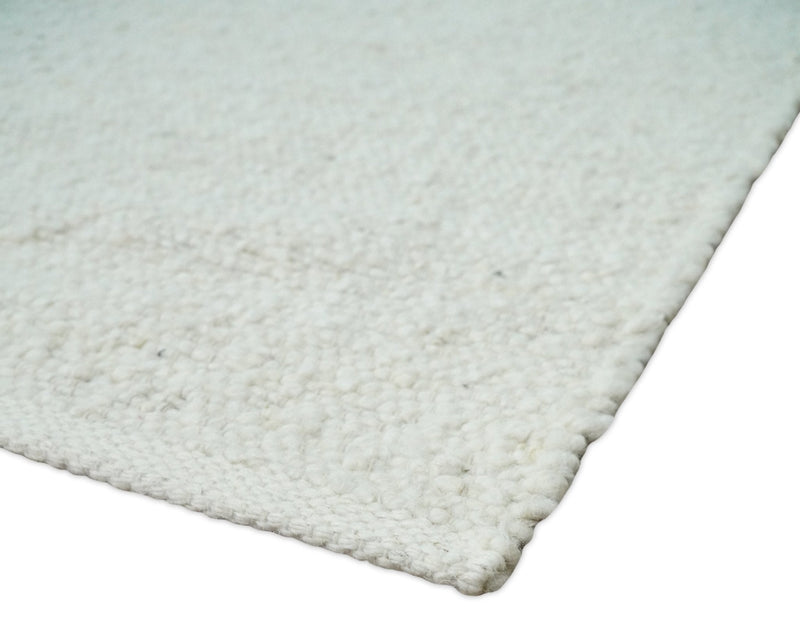 5x8, 6x9 and 8x10 Chunky Soft Flatweave Solid White Handwoven Area Rug | BER3