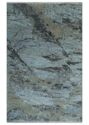 5x8 and 6x9 Aqua, Silver, Charcoal and Brown Modern Abstract Handmade Wool Area Rug