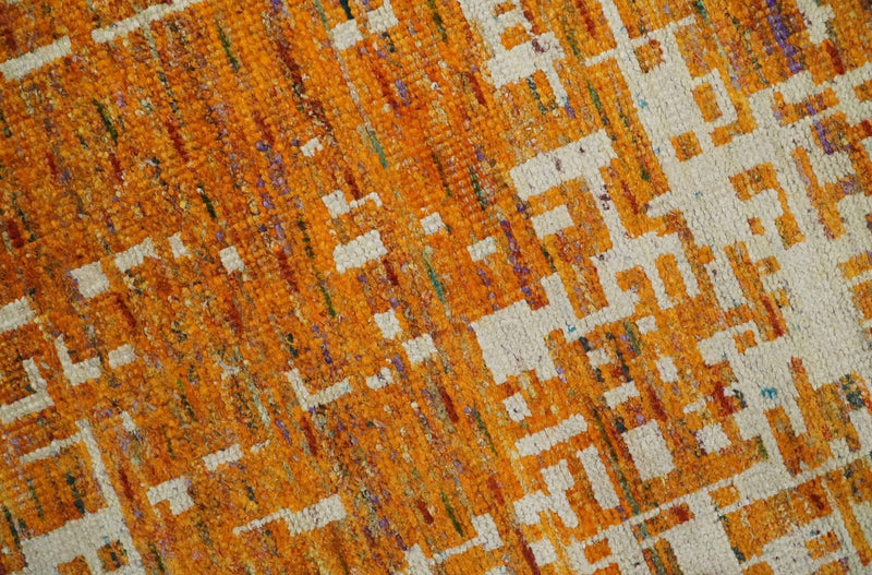 5x8 and 6x9 Gold, Rust and Ivory Modern Abstract Recycled Silk Rug