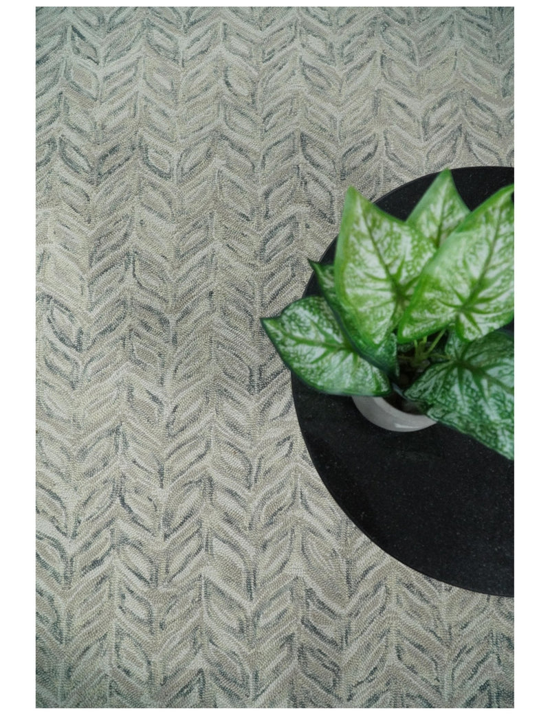 5x8 and 8x10 Beige and Gray Hand Tufted Modern Scandinavian Wool Loop Rug | ALCH1