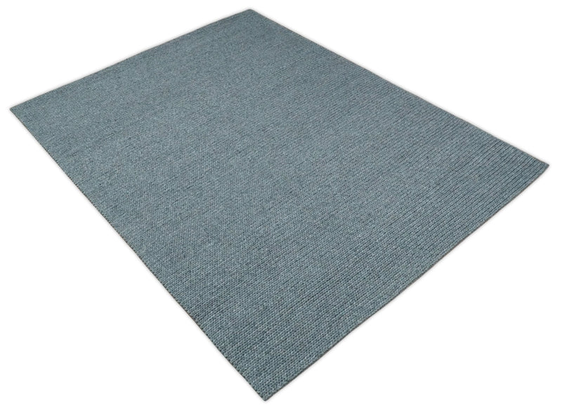 5x8 and 8x10 Braided Wool Solid Gray Felted Chunky Hand Woven Soft Plush Area Rug | DOV7