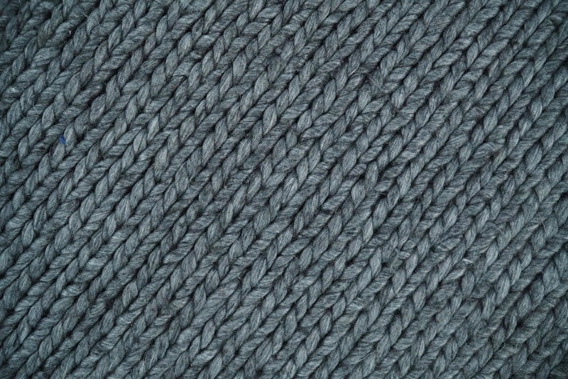 5x8 and 8x10 Braided Wool Solid Gray Felted Chunky Hand Woven Soft Plush Area Rug | DOV7