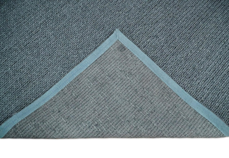 5x8 and 8x10 Braided Wool Solid Gray Felted Chunky Hand Woven Soft Plush Area Rug | DOV7