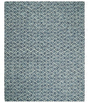 5X8 and 8x10 Contemporary Farmhouse Leaf's Hand Tufted Silver and Blue Loop Wool Rug